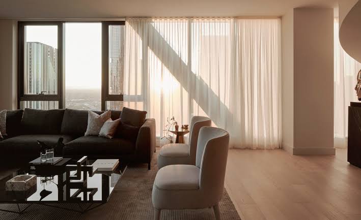 Paragon residence interior with facade beam view
